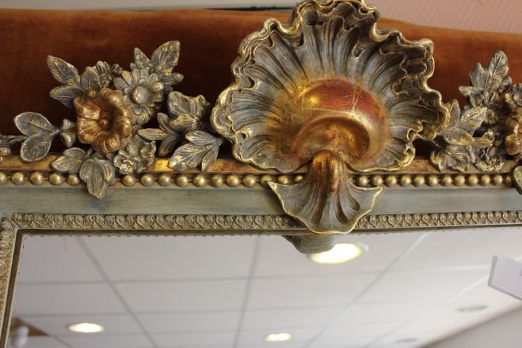 71 X 221 cm, Très grand miroir étroit d'entre-deux XIXème