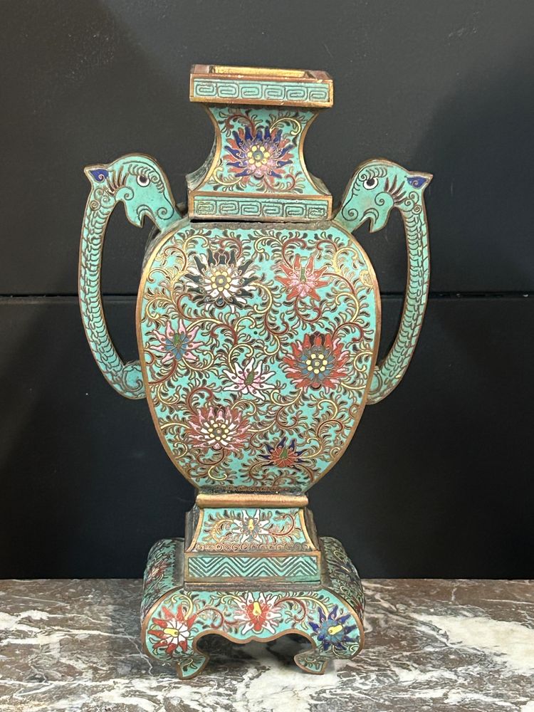 Cloisonné enamel vase, Chinese work, late 19th century - enamel - China H 34 cm