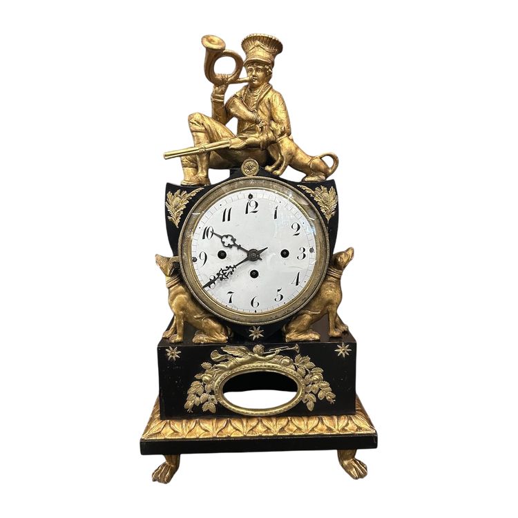 Austrian clock in lacquered and gilded wood, early 19th century - Vienna - Austria - Empire H 50 cm