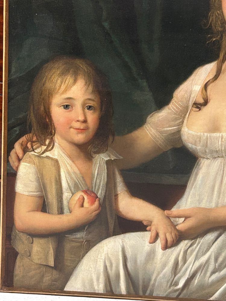 Portrait of a woman and her son, Directoire period - Empire - H 92 cm - oil on canvas