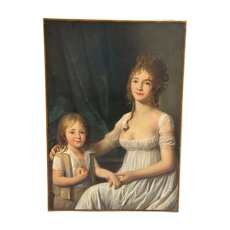 Portrait of a woman and her son, Directoire period - Empire - H 92 cm - oil on canvas