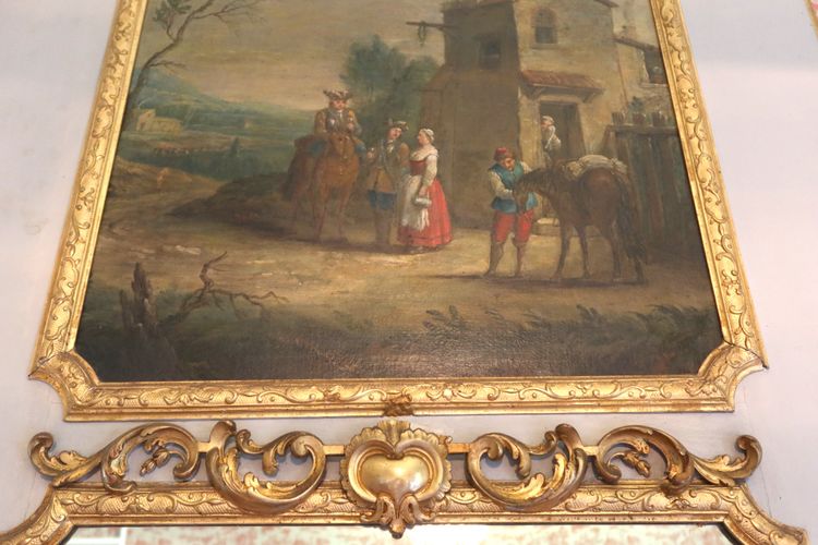 specchio trumeau in legno laccato e dorato