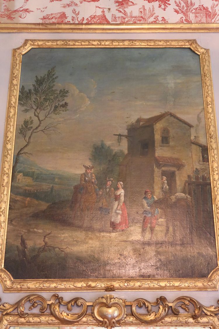 specchio trumeau in legno laccato e dorato