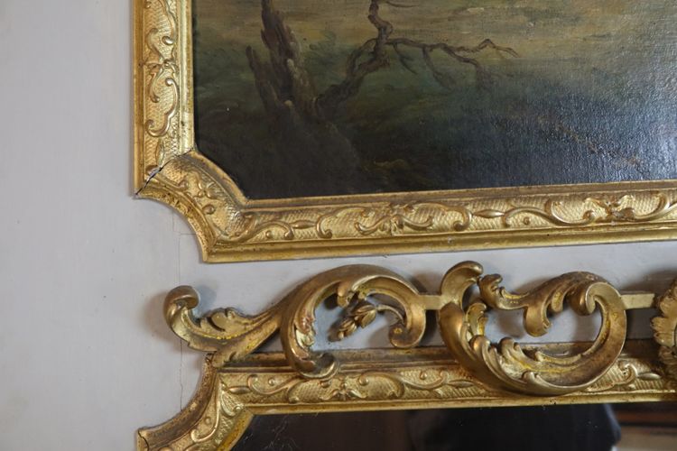 specchio trumeau in legno laccato e dorato