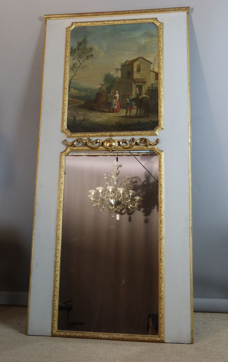 specchio trumeau in legno laccato e dorato
