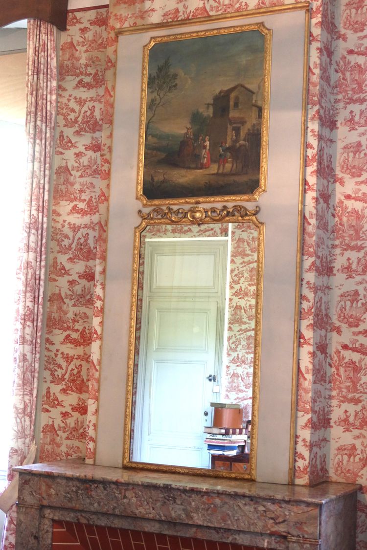 specchio trumeau in legno laccato e dorato