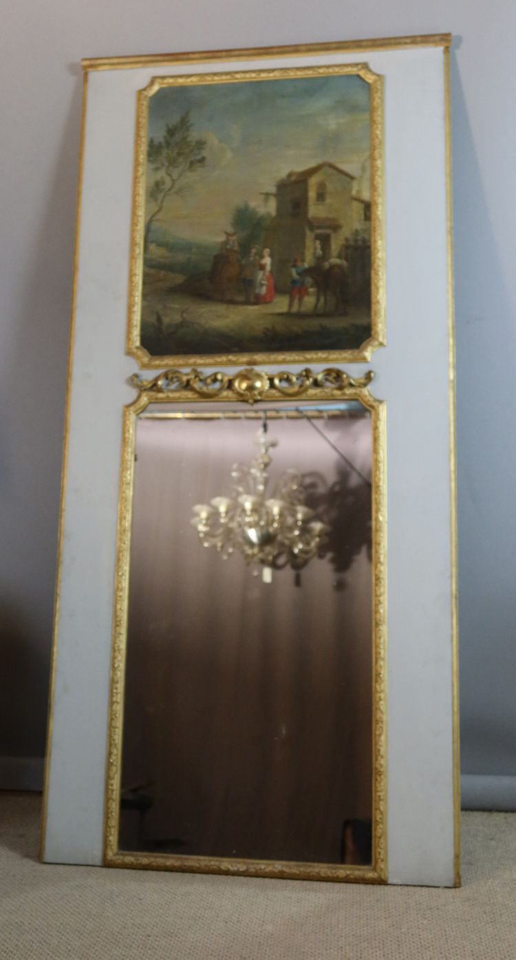 specchio trumeau in legno laccato e dorato