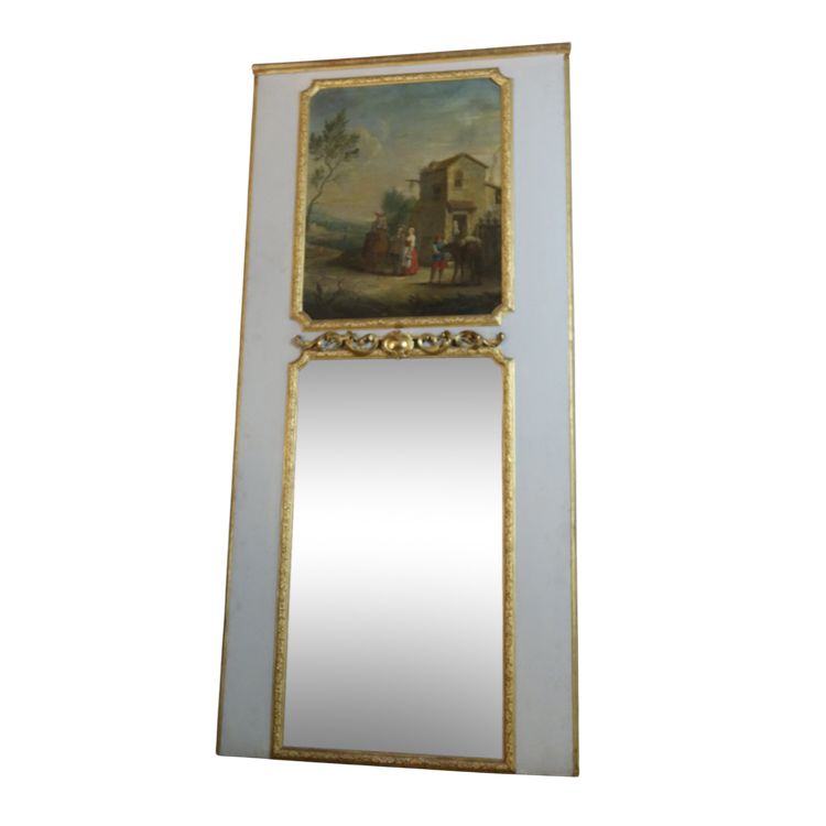 specchio trumeau in legno laccato e dorato