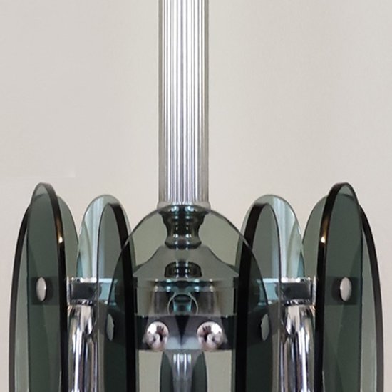 1970 Magnificent Smoked Grey Chandelier by Veca in Murano Glass. Made in Italy