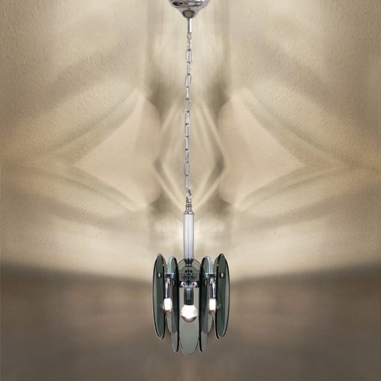 1970 Magnificent Smoked Grey Chandelier by Veca in Murano Glass. Made in Italy