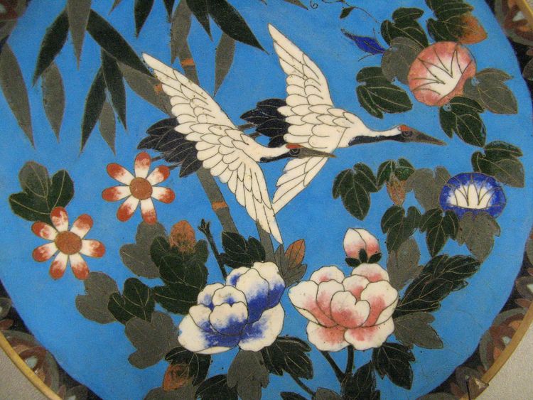 Grand Plat En émaux Cloisonnés XIXe. Japon Meiji.