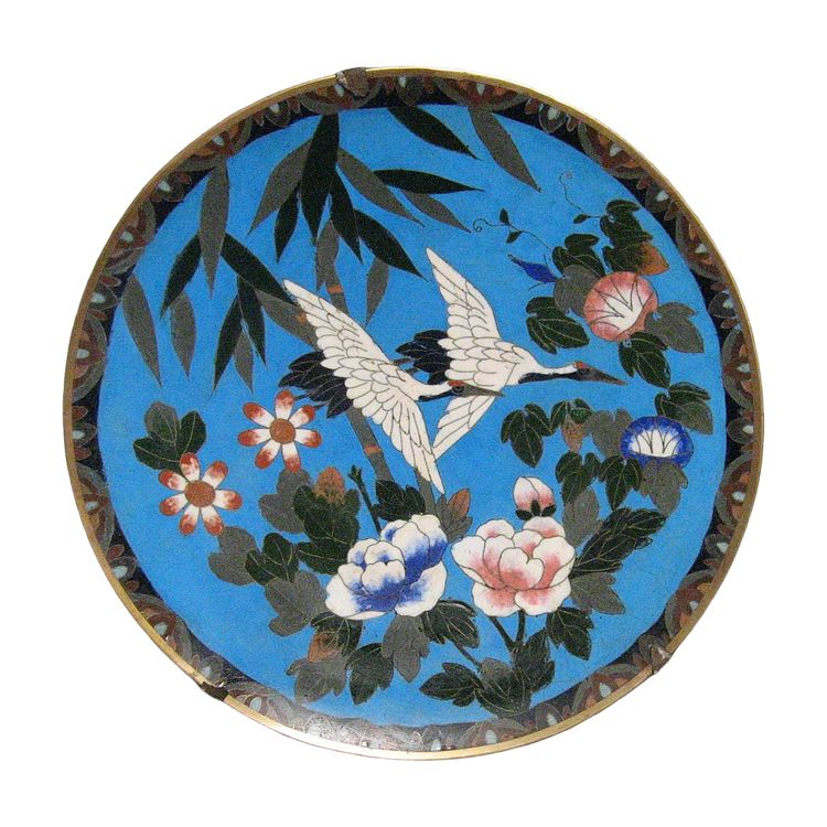 Grand Plat En émaux Cloisonnés XIXe. Japon Meiji.