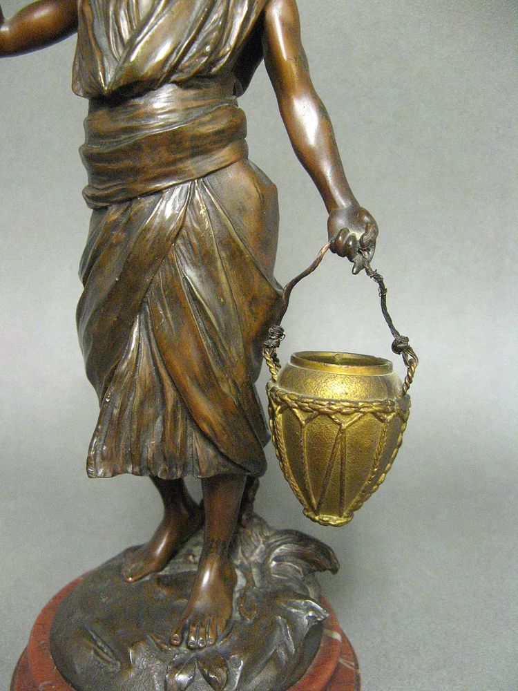 Orientalist Bronze Sculpture The Water Carrier with Basket.