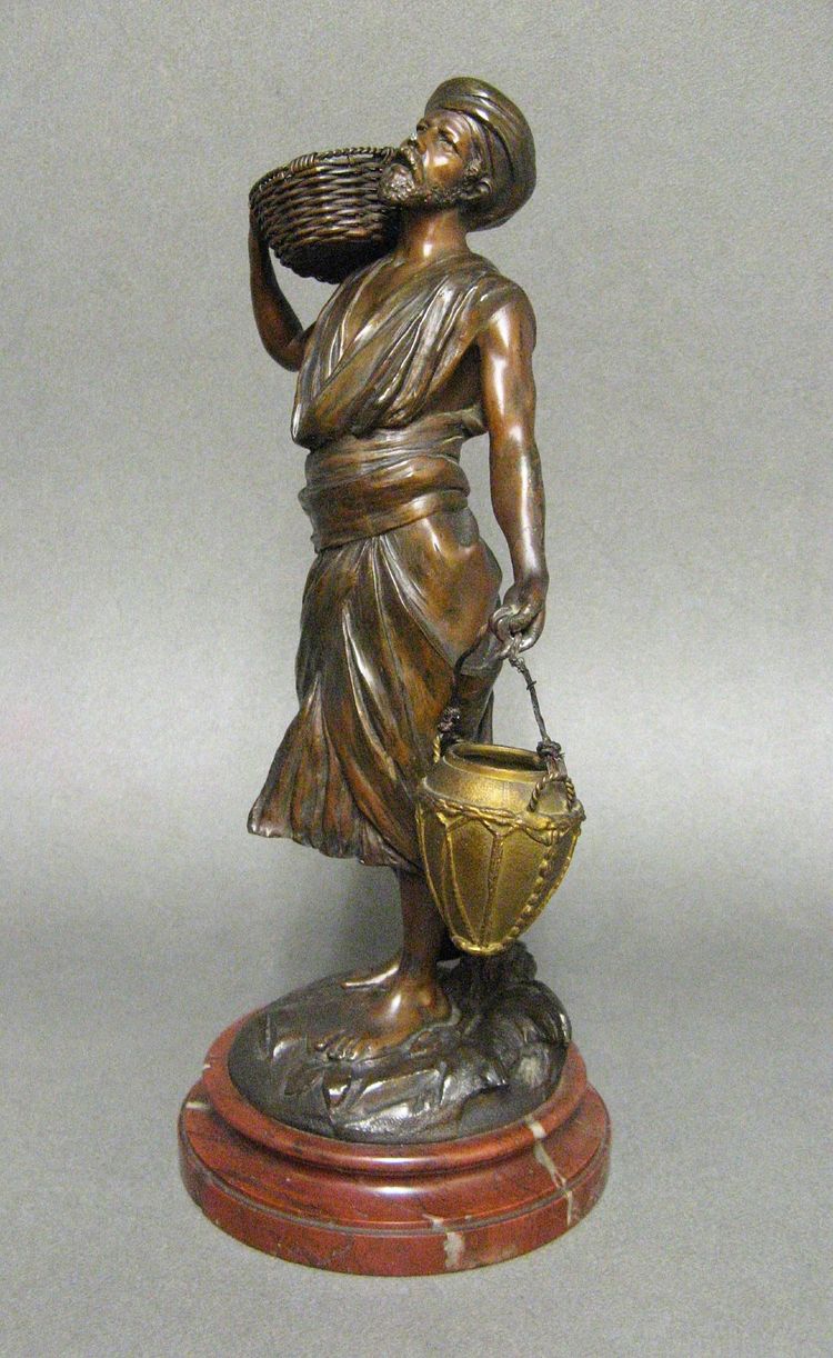 Orientalist Bronze Sculpture The Water Carrier with Basket.