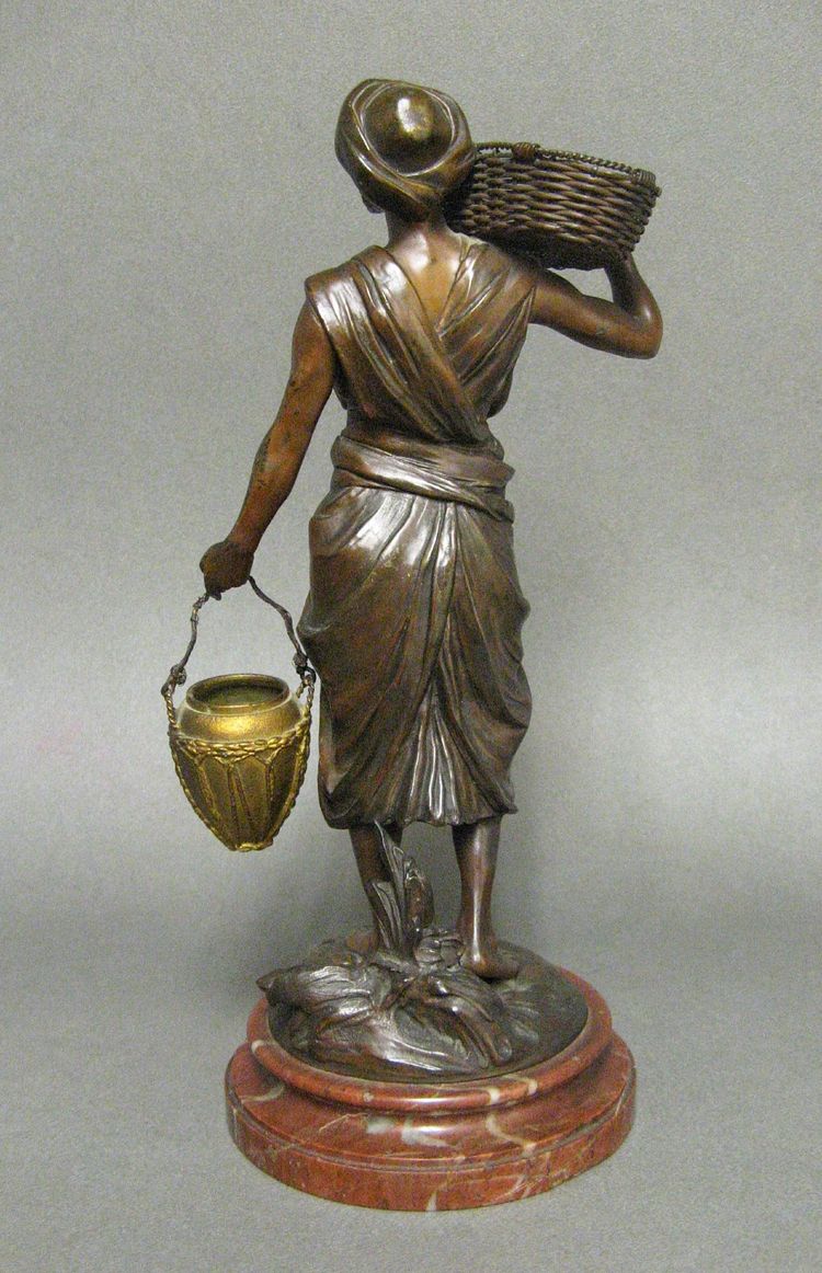 Orientalist Bronze Sculpture The Water Carrier with Basket.