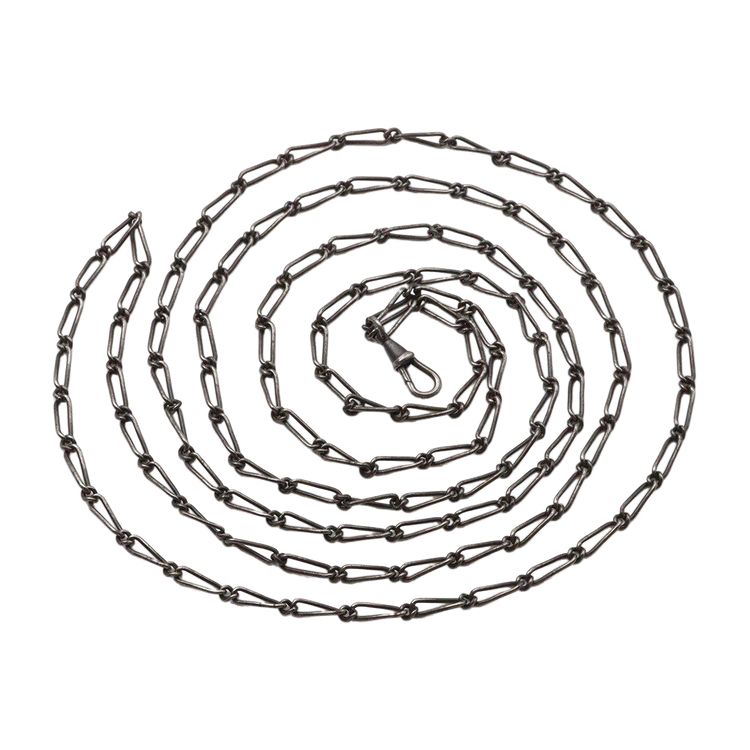 Lange Uhrenkette aus geschwärztem Stahl, antike Uhrenkette, schwarzer Stahl, antiker Schmuck