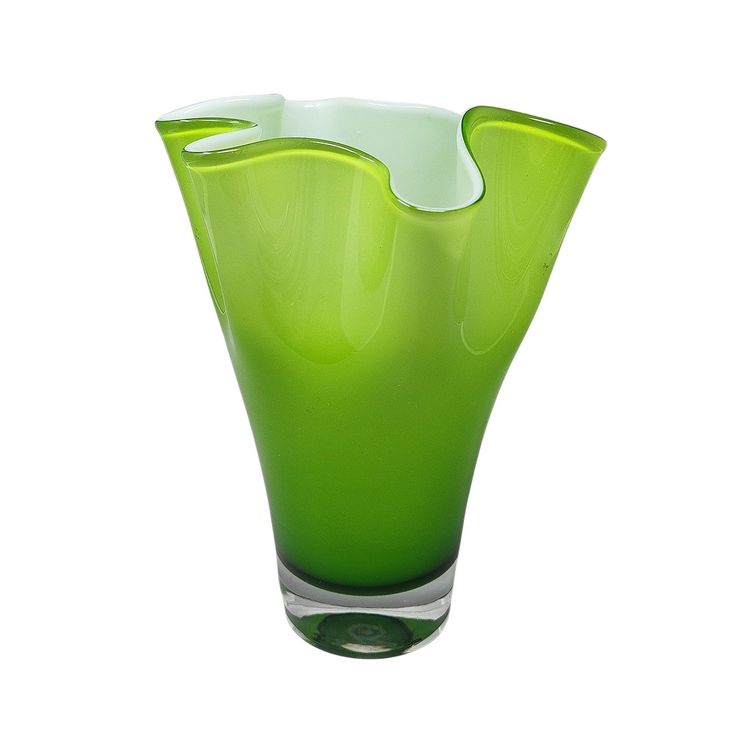 Erstaunliche grüne Vase „Fazzoletto“ aus den 1960er Jahren von Ca' Dei Vetrai aus Muranoglas. Hergestellt in Italien