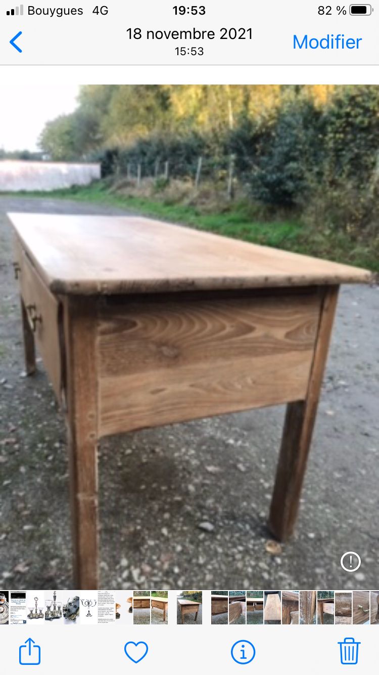 Table console deux tiroirs en chêne massif brut XVIIIEME 