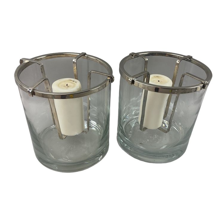 Paar Champagnerkühler aus Glas und versilbertem Metall