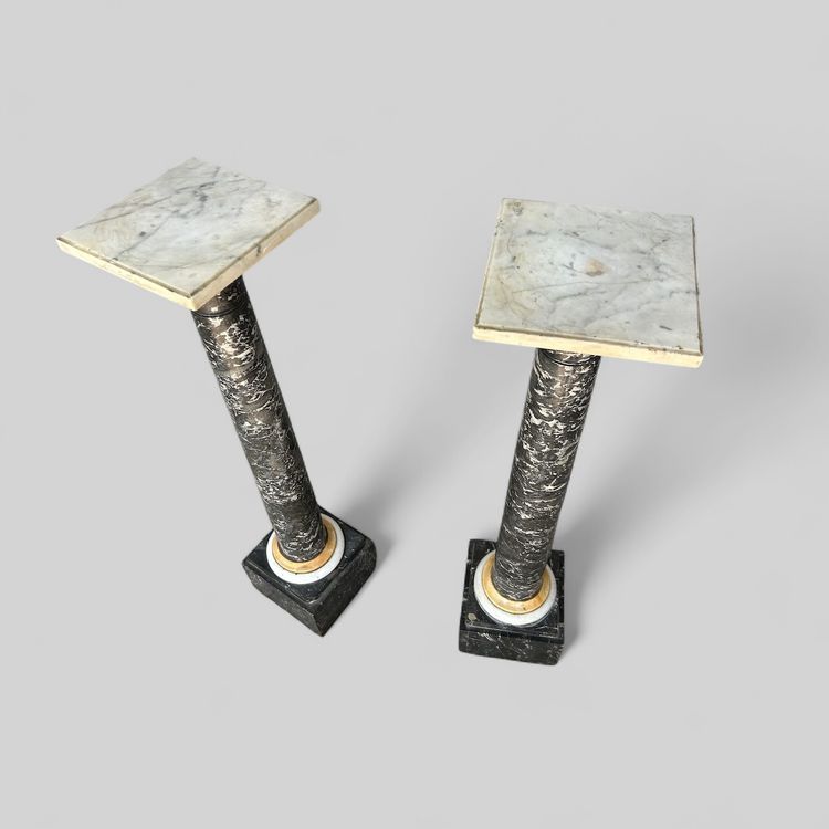 Säulenpaar - Ständer - Marmorscheiden, 19. Jahrhundert H 106 cm, Standsäule