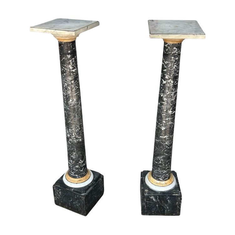 Säulenpaar - Ständer - Marmorscheiden, 19. Jahrhundert H 106 cm, Standsäule