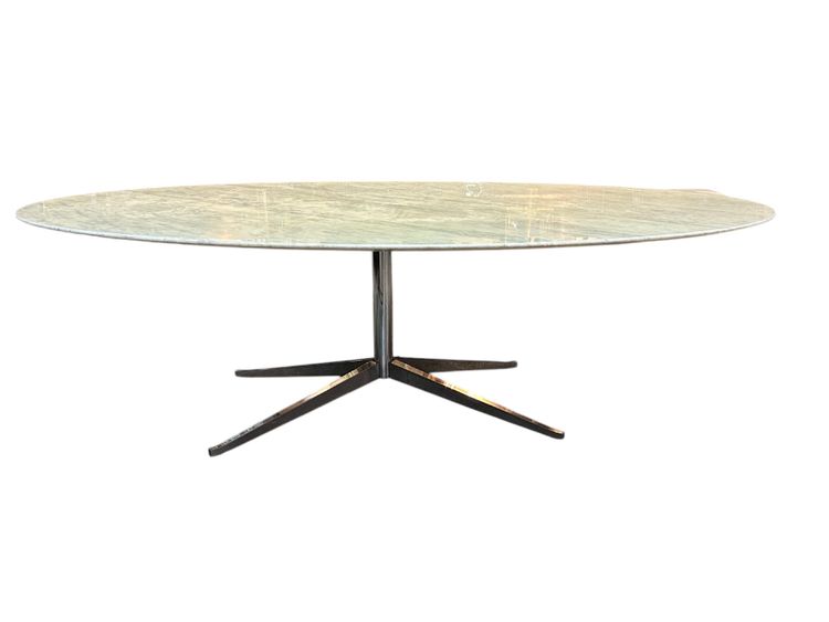 Großer ovaler Esstisch Florence Knoll Marmorplatte L 244 cm