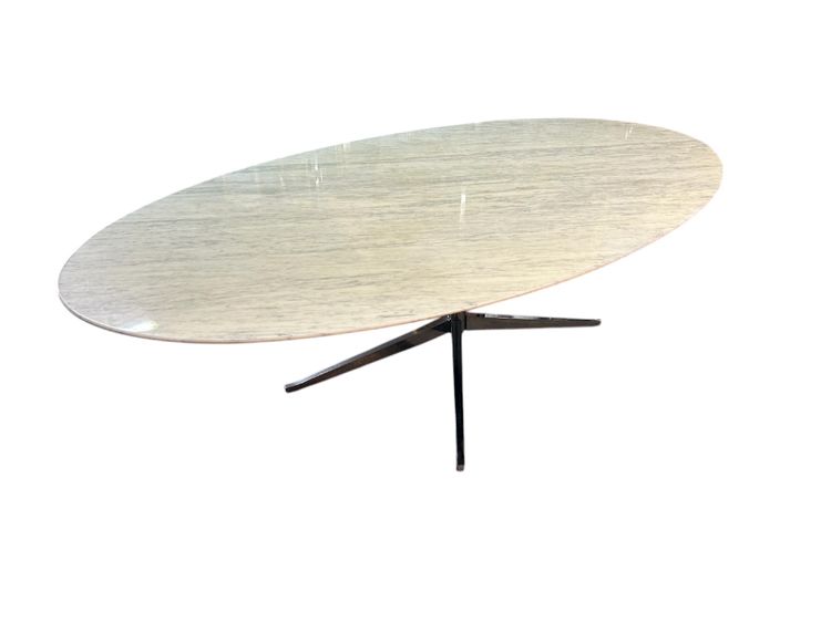 Großer ovaler Esstisch Florence Knoll Marmorplatte L 244 cm