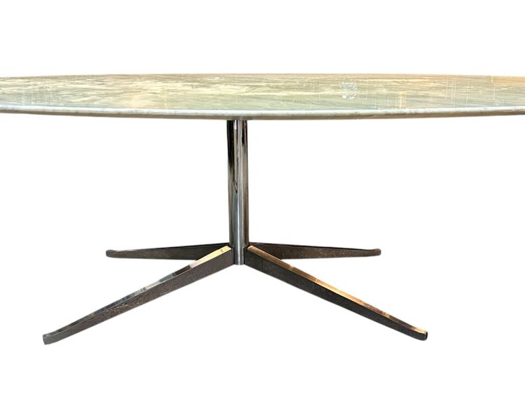 Großer ovaler Esstisch Florence Knoll Marmorplatte L 244 cm