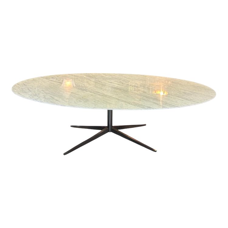 Großer ovaler Esstisch Florence Knoll Marmorplatte L 244 cm