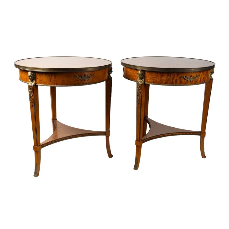 Coppia di tavolini con piedistallo in stile Impero, circa 1900