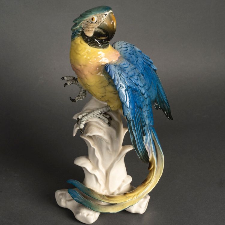 Un sujet en porcelaine sculpture de perroquet, Allemagne XXème siècle 