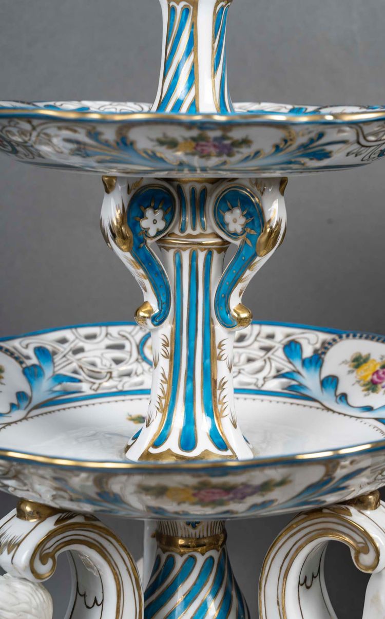 An important pair of porcelain and biscuit centerpieces, late 19th century