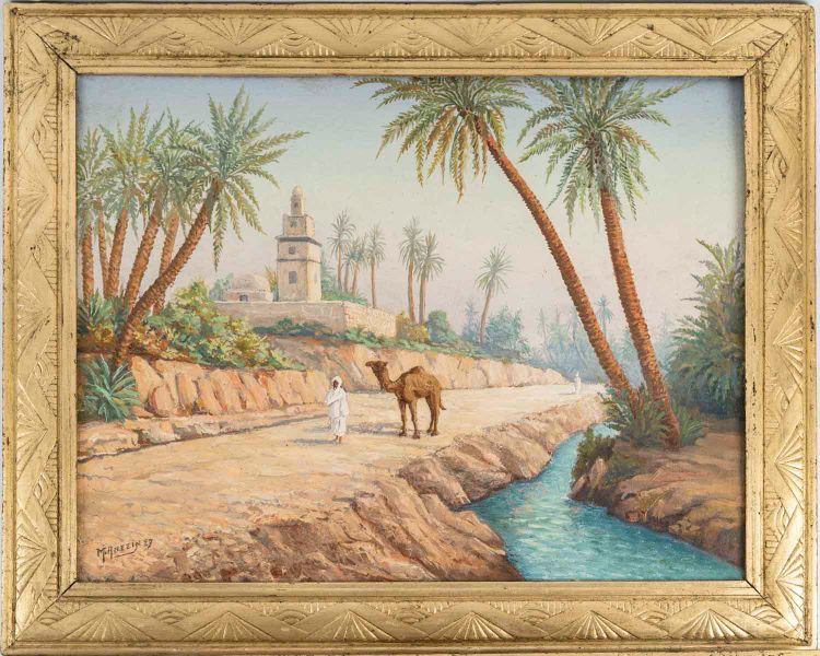 Ein Paar Ölgemälde auf Leinwand, orientalistisch, 1940er Jahre