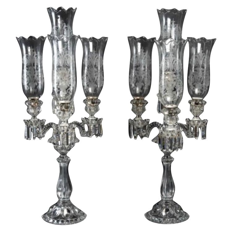 Une paire de girandoles en cristal de Baccarat, fin XIXème siècle 