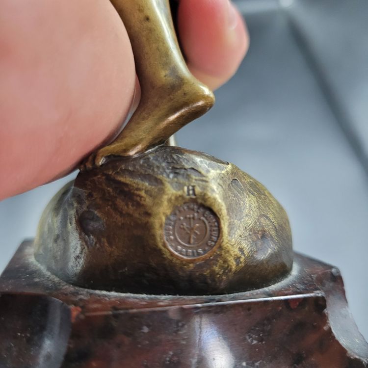 Joe DESCOMPS - Bronzo patinato del XIX-XX secolo su base in marmo - Bronzo Art Nouveau - SUSSE Freres