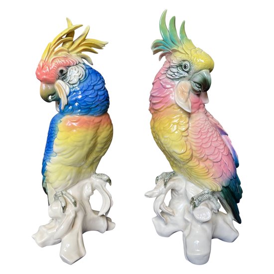 Couple de perroquets en porcelaine Karl Ens