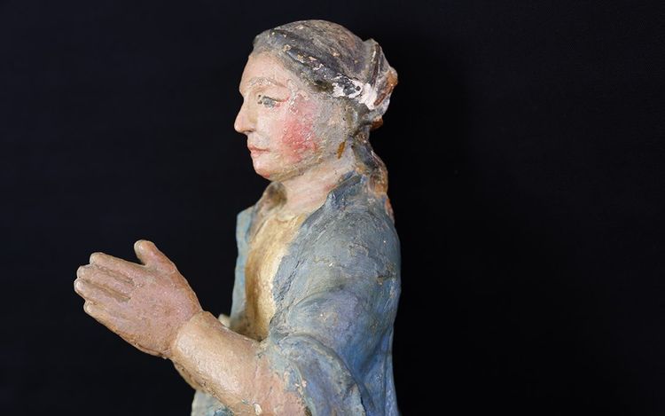 Statue en terre cuite, Femme priante, XIXème siècle