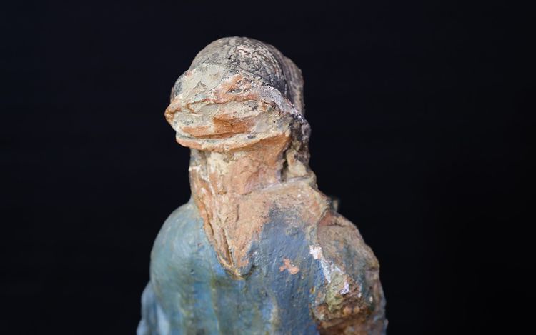 Statue en terre cuite, Femme priante, XIXème siècle