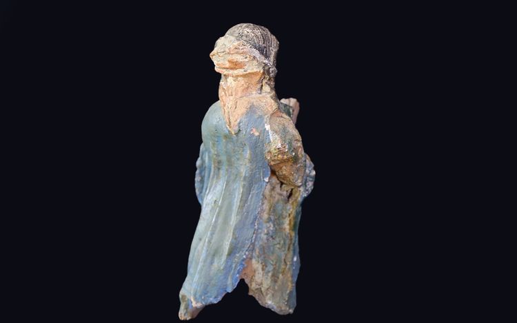 Statue en terre cuite, Femme priante, XIXème siècle