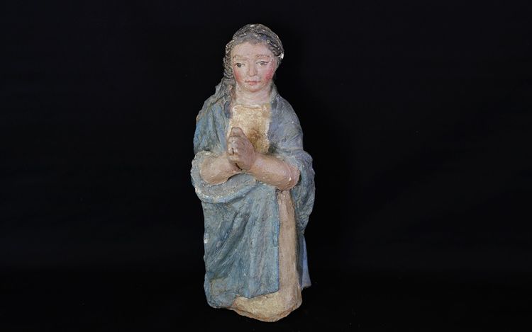 Statue en terre cuite, Femme priante, XIXème siècle