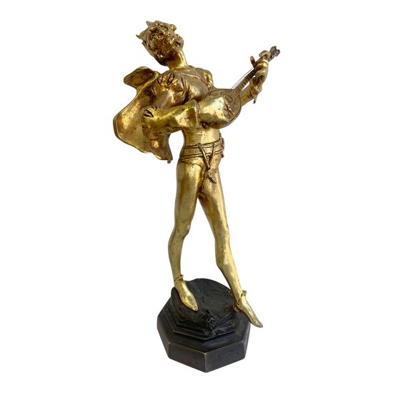 A. De Wever - Skulptur Aus Bronze - Mephisto Mit Der Mandoline