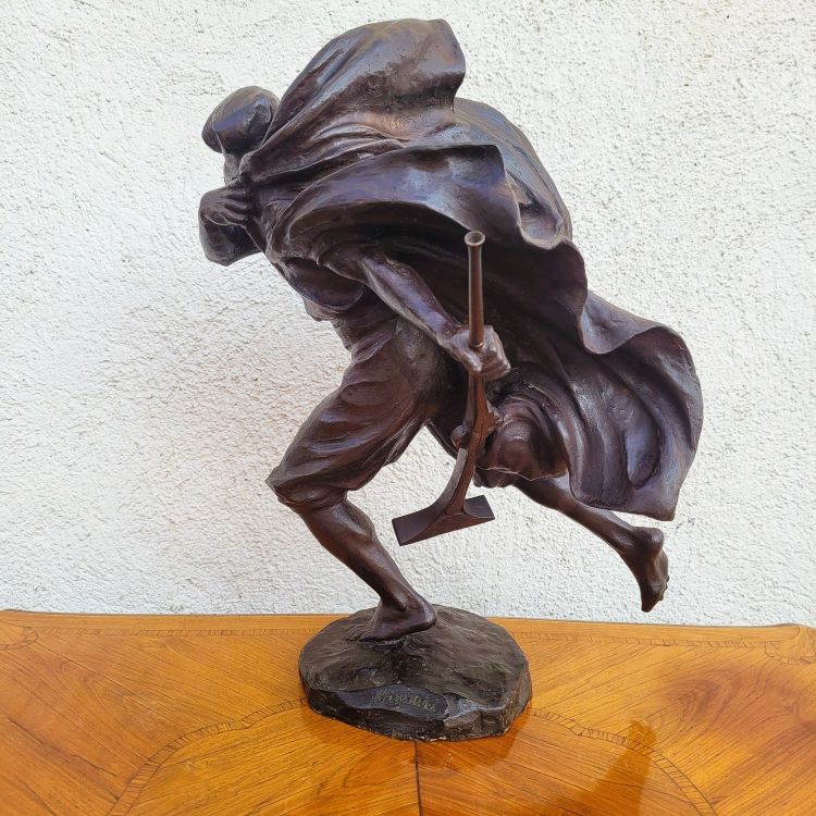 A Miniati, Arab warrior, signed orientalist bronze, early 20th century