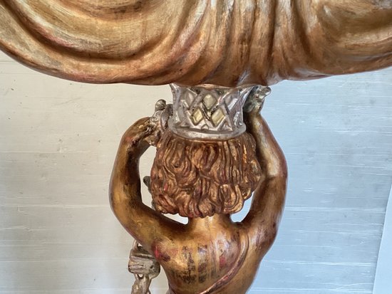 19th century gilded wood stoup