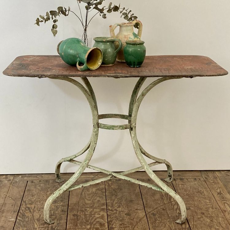 Guéridon console en fer forgé riveté XIX