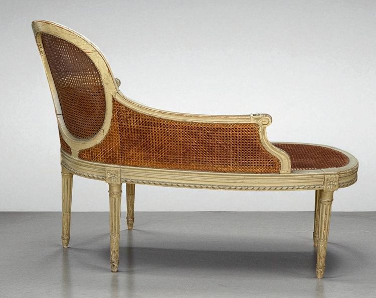1900S LOUIS XVI STYLE CANED BENCH IN PATINATED WOOD