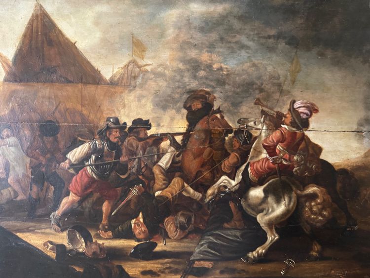 17th century battle scene, cavalry charge.