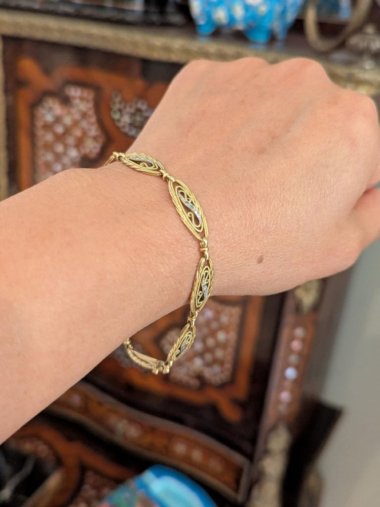 Bracciale antico in oro 18 ct con diamanti