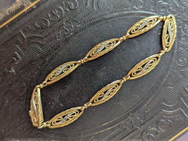 Bracciale antico in oro 18 ct con diamanti