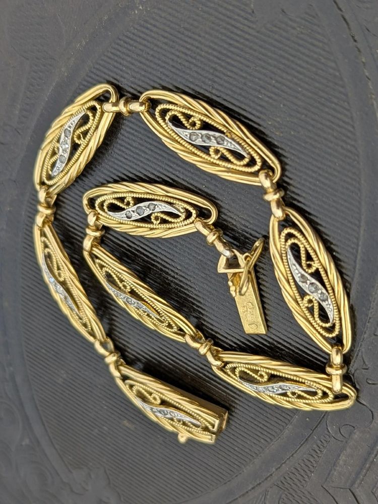 Bracciale antico in oro 18 ct con diamanti