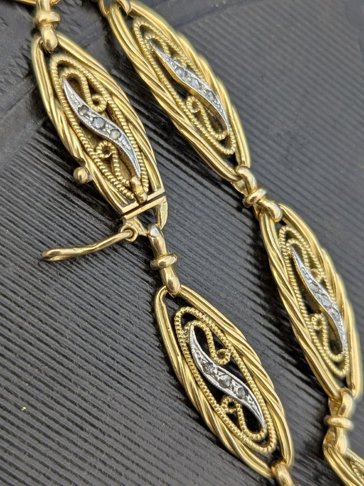 Bracciale antico in oro 18 ct con diamanti